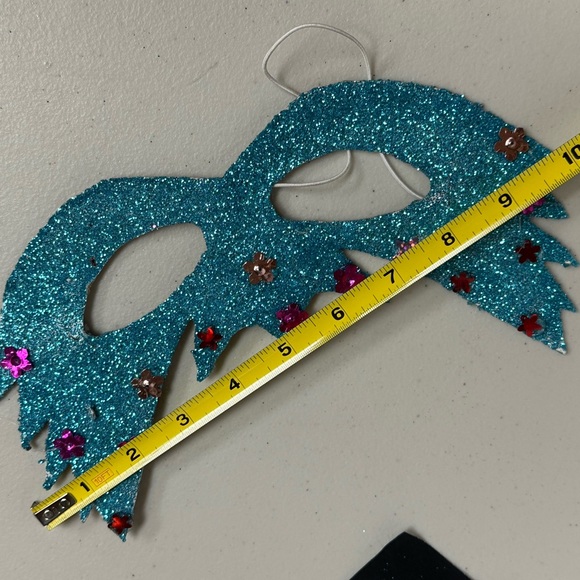 Glittered Turquoise Masquerade Face Mask - Picture 2 of 9